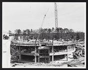 Photograph of construction of the Drum area of Joyner Library